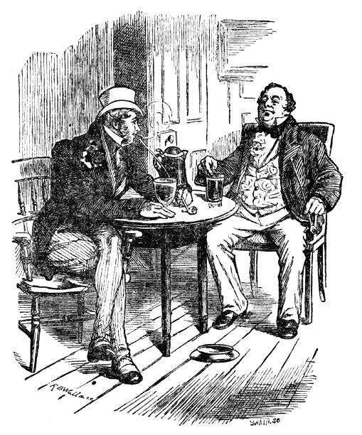 illustrations, cliparts, dessins animés et icônes de hommes buvant et fumant dans un pub - lamb chop