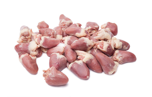 chicken hearts on white background