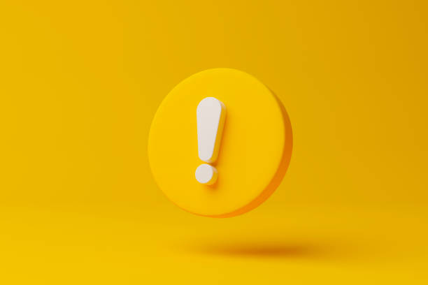 notification icon symbol on yellow background. 3d rendering illustration - concentration imagens e fotografias de stock