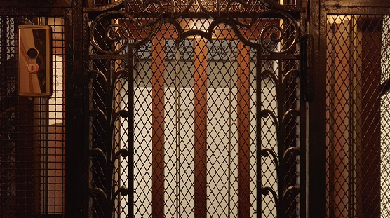 Door of antique elevator