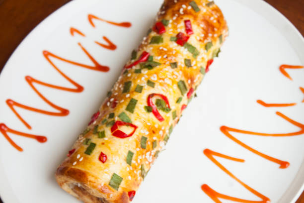 istock Chicken Floss Roll with Sauce Garnish 1404317662