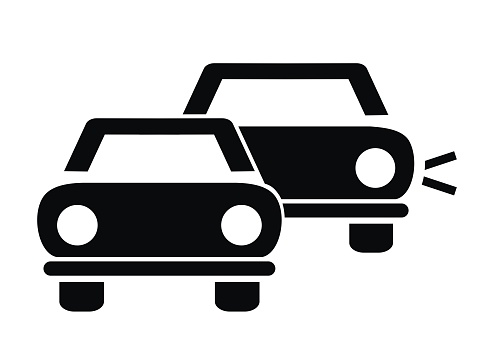 Overtaking, black vector icon, two cars on white background, conceptual sign