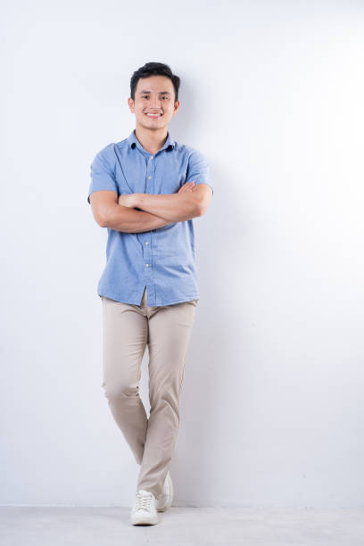 istock Full length image of young Asian man on white background 1404319603