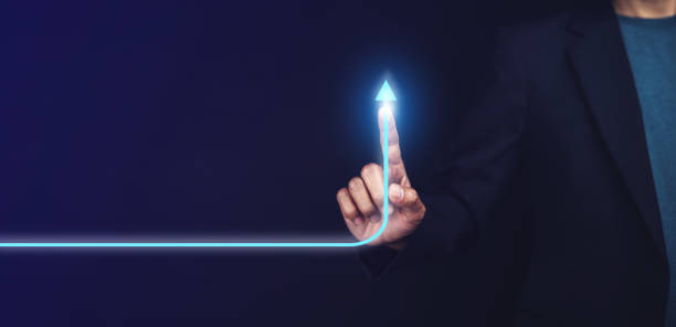 istock Businessman visual screen Business development to success and growing growth concept. 1404328944