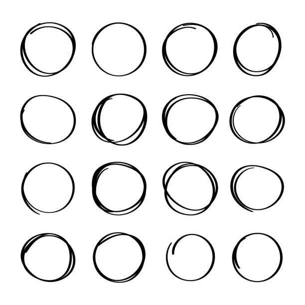 編集可能なストロークを持つ手描きの線の円のベクトルコレクション - 輪点のイラスト素材／クリップアート素材／マンガ素材／アイコン素材
