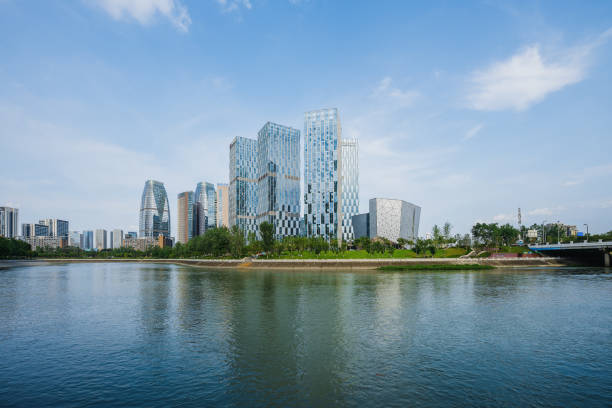 istock Chengdu City by the river on a sunny day 1404332612