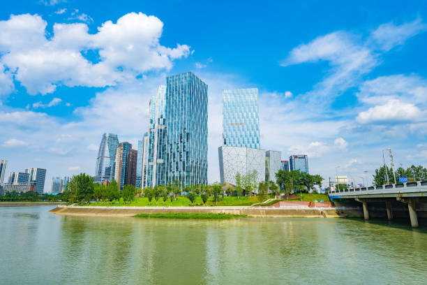 istock Chengdu architecture by the river in sunny days 1404333802