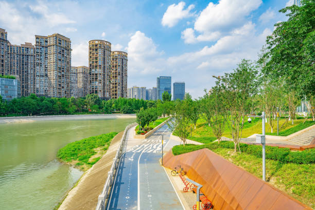 istock Chengdu architecture by the river in sunny days 1404333845