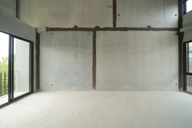 istock Empty under construction room in home or house with space on site. Interior. Old unfurnished room rental property, living space units. lifestyle. Renovation. 1404335937