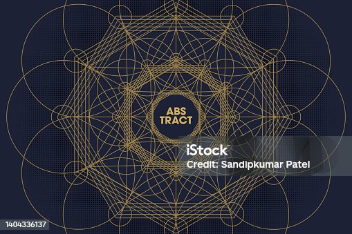 istock Postcard for text. Vector geometric illustration with gold lines. 1404336137