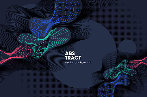 Vector abstract background with dynamic waves stock illustration