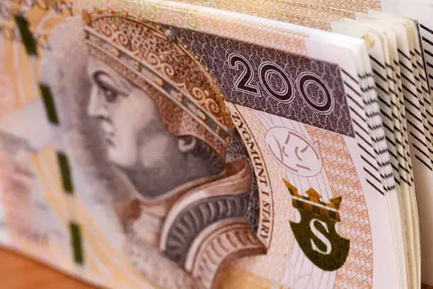 Polish money - 200 Zloty a business background
