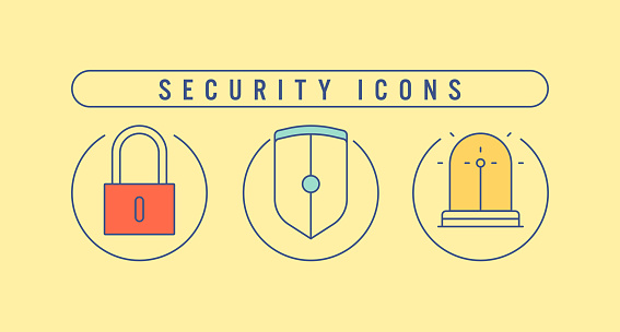 Triple icon pack of Security line set