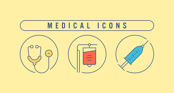Triple icon pack of Medical line set