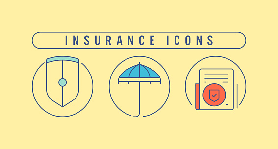 Triple icon pack of Insurance line set