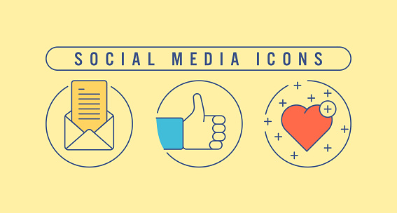 Triple icon pack of Social Media line set