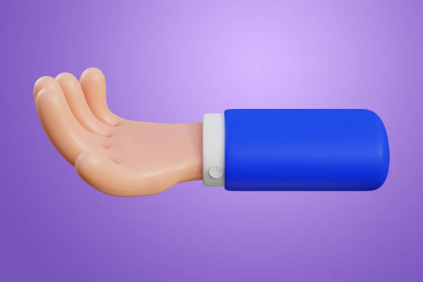 istock 3D hand showing palm. Hand demonstrating something. 3D rendering. 1404342099