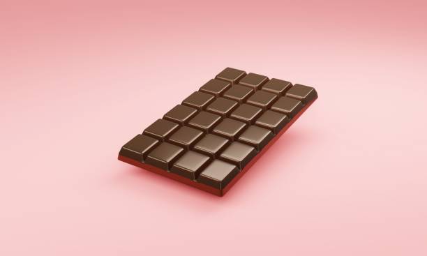 istock 3D Rendering of chocolate bar on pink background for commercial design. 3D Render illustration cartoon style. 1404342346