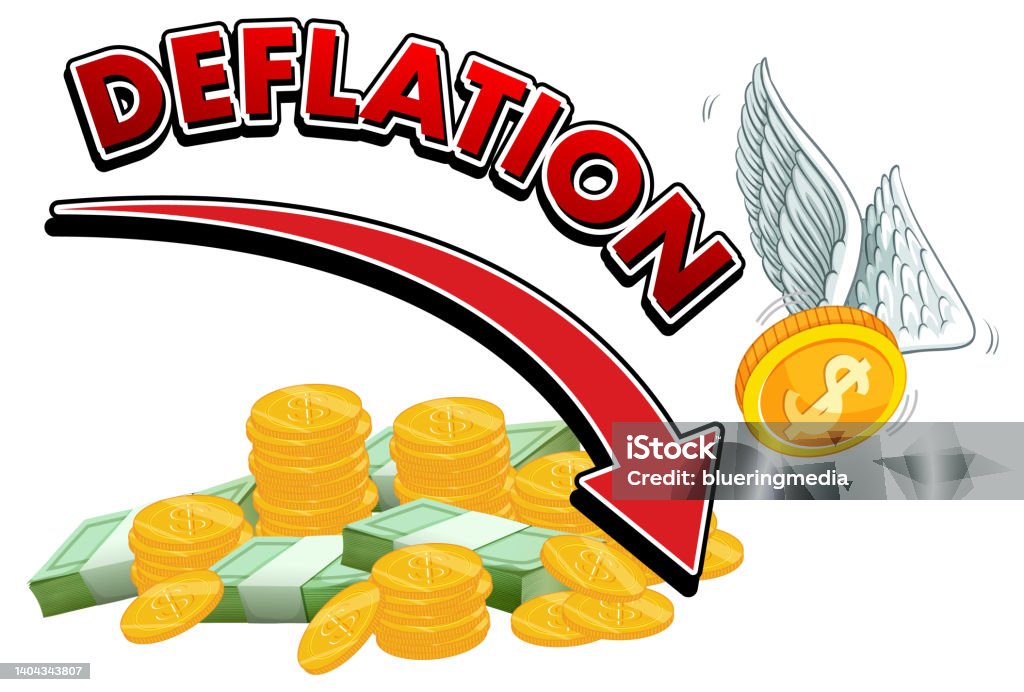 Deflation Background Deflation Logo With Arrow Pointing Down Stock Illustration - Download ...