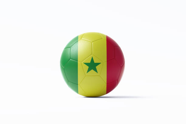 istock Soccer Ball Textured With Senegalese Flag Sitting On White Background 1404346420