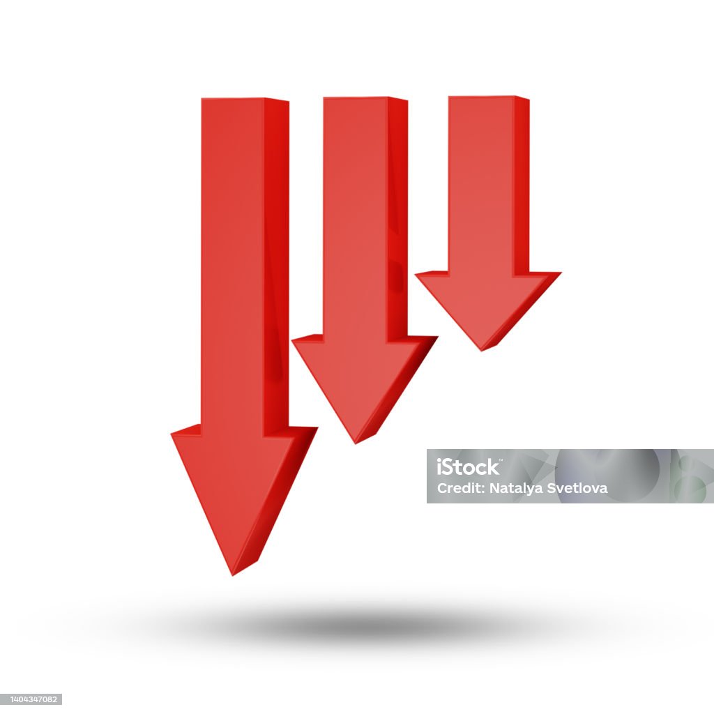 Decrease Arrows 3d Rendering Red Arrow Graph Going Down Stock Photo ...