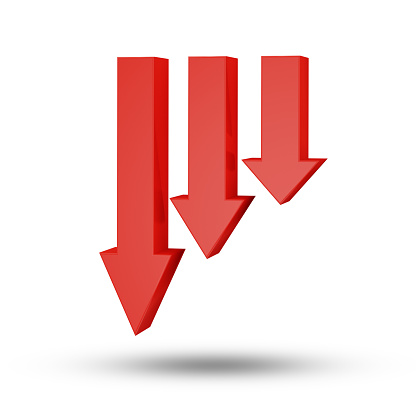 Decrease Arrows 3d Rendering Red Arrow Graph Going Down Stock Photo ...