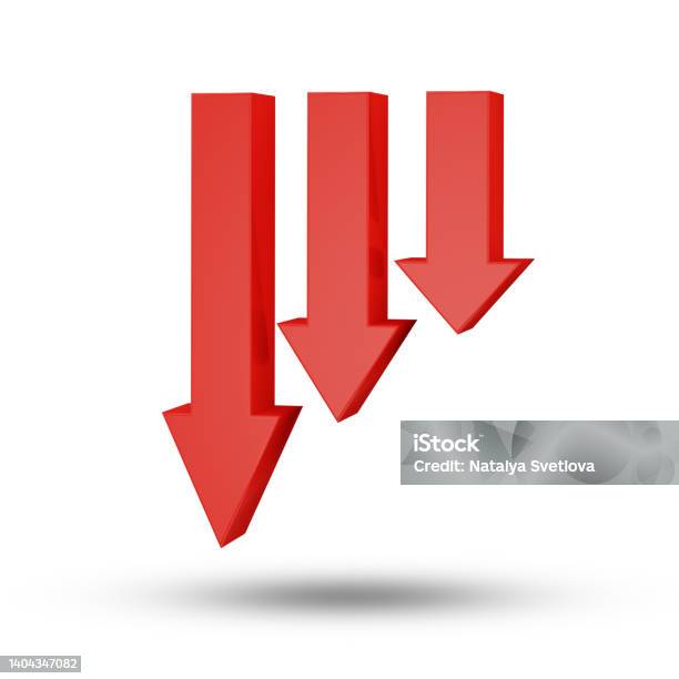 Decrease Arrows 3d Rendering Red Arrow Graph Going Down Stock Photo ...