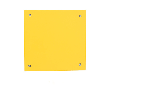 Yellow box on white background. Copy space. Concept. Geometric