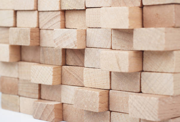 wooden blocks isolated on white background