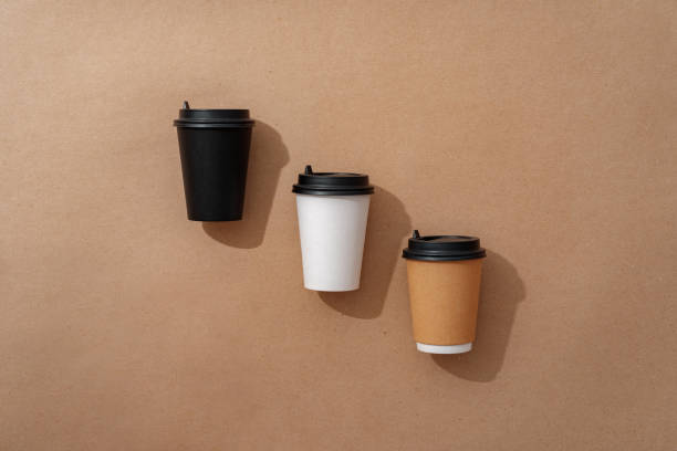 istock Top view of paper take out coffee cups 1404351969