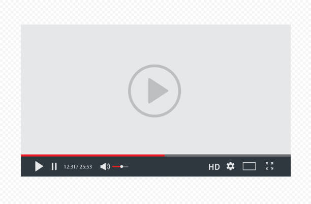 video-player-schnittstelle isoliert auf transparentem hintergrund. design von video-streaming-vorlagen für website- und mobile apps. vektor-illustration - vcr stock-grafiken, -clipart, -cartoons und -symbole
