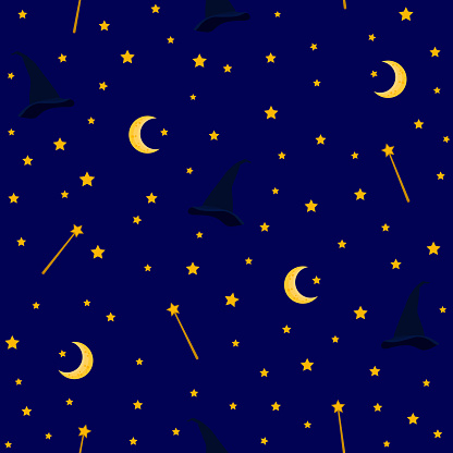 Wizard Seamless Pattern Magic Pattern Magic Night Sky Stock ...