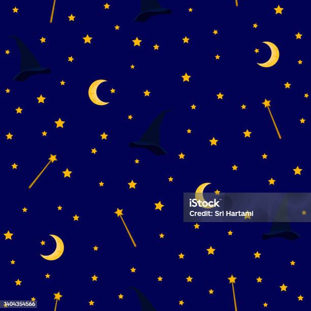 Wizard Seamless Pattern Magic Pattern Magic Night Sky Stock ...