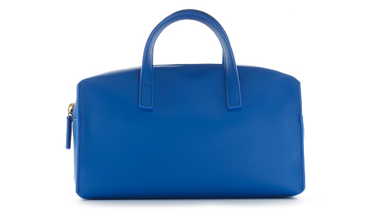 Blue women's handbag on a white background