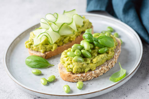 istock Avocado toasts with edamame beans 1404363076