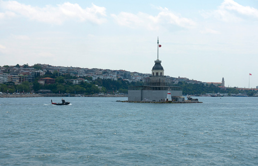 Istanbul, Turkey - May 18, 2022: Maiden's Tower restoration, Istanbul