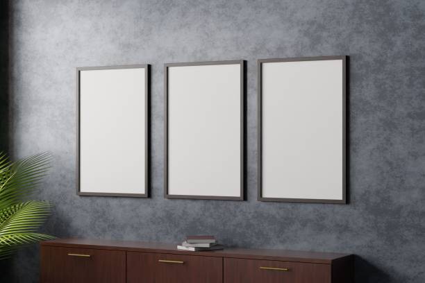 istock Frame mockup in living room interior. 3d rendering, 3d illustration 1404367526