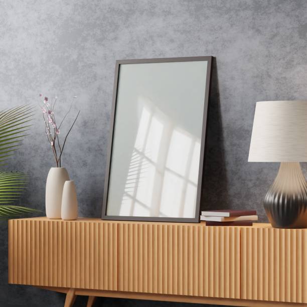 istock Frame mockup in living room interior. 3d rendering, 3d illustration 1404367705