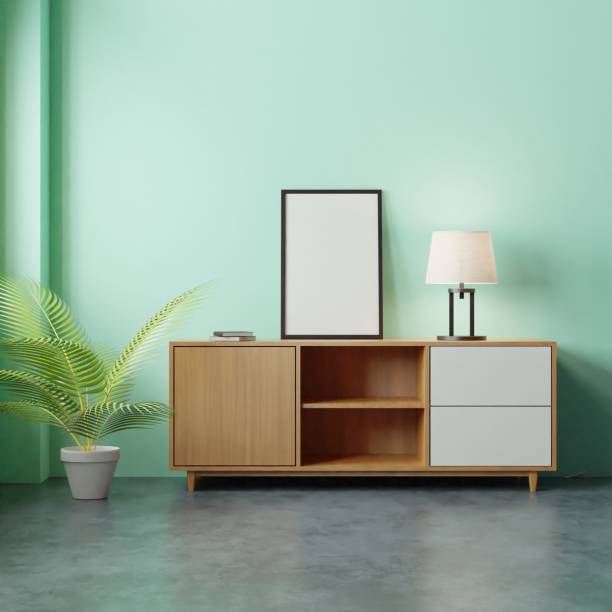 istock Frame mockup in living room interior. 3d rendering, 3d illustration 1404368394