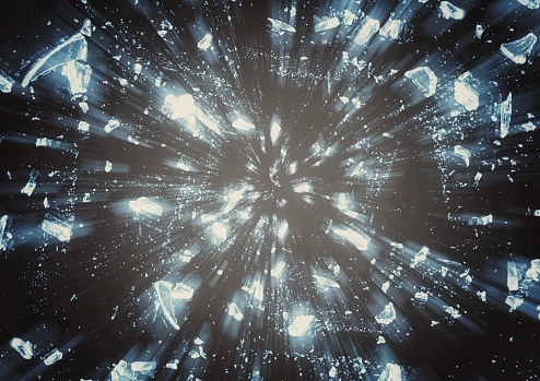 3D illustration of scattered light particles