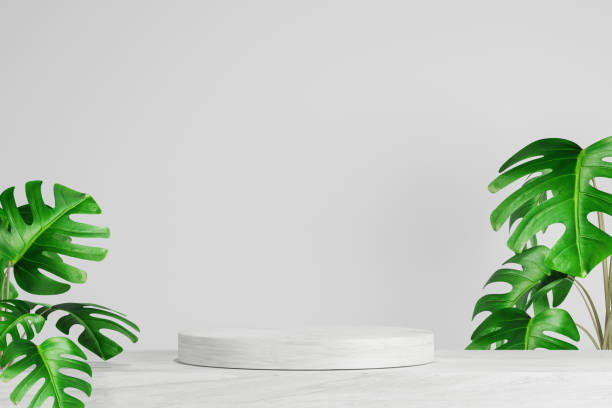 istock 3d background products Show pedestal scenes with geometric platforms white background. with podium. Stand to display cosmetic products on stage. 3d render, 3d illustration 1404369591