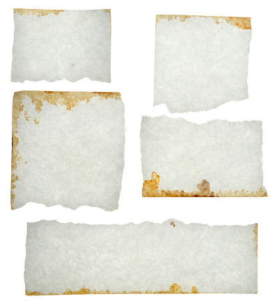 Torn or ripped pieces of paper isolated on white background