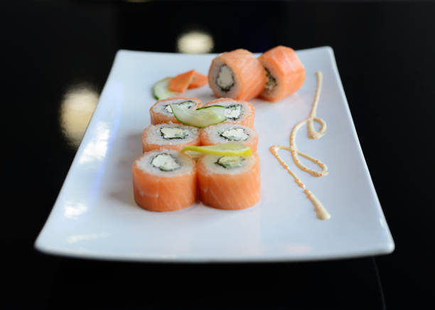 istock Japanese sushi on a white plate. 1404373557