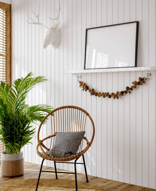 istock Mockup frame in farmhouse living room interior 1404377259