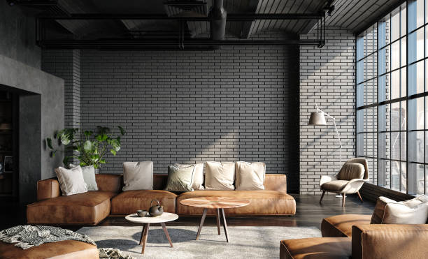 istock Living room interior in loft, industrial style 1404377297