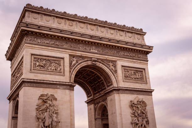 istock Arc de Triomphe in paris in the foreground at sunset 1404378307