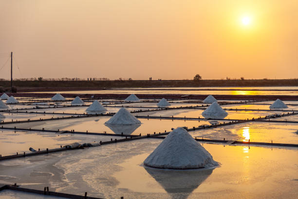 istock Salt pans in Jingzaijiao, Tainan, Taiwan 1404380959