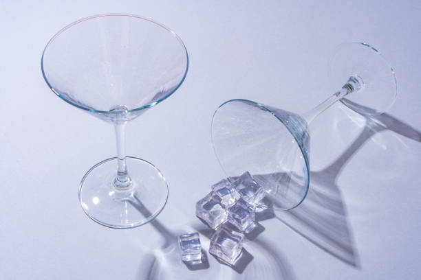 istock Two empty wine glass on gray background top view 1404381693