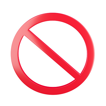Prohibición vacía o letrero prohibido aislado sobre blanco. Renderizado 3D. photo