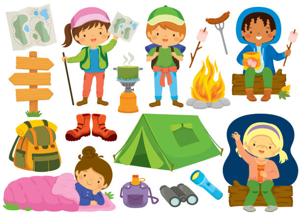 Camping clip art set vector art illustration